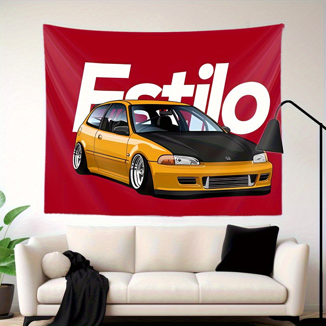 Wall Scroll Tapestry - Automotive Tapestry Honda Civic Yellow Black