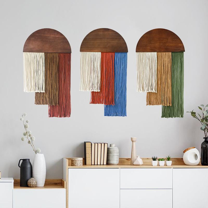 Semi-circular Wooden Tassel Ta - Wall Scroll Tapestry review and price