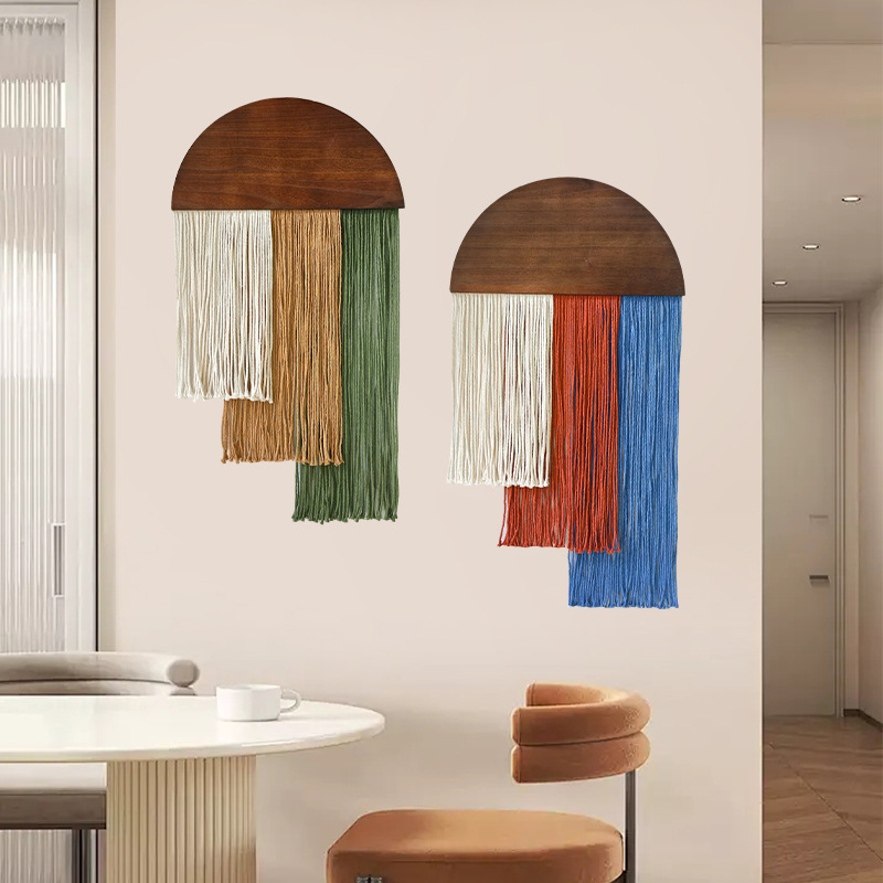 Semi-circular Wooden Tassel Ta - Wall Scroll Tapestry review and price