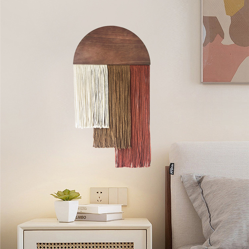 Semi-circular Wooden Tassel Ta - Wall Scroll Tapestry review and price