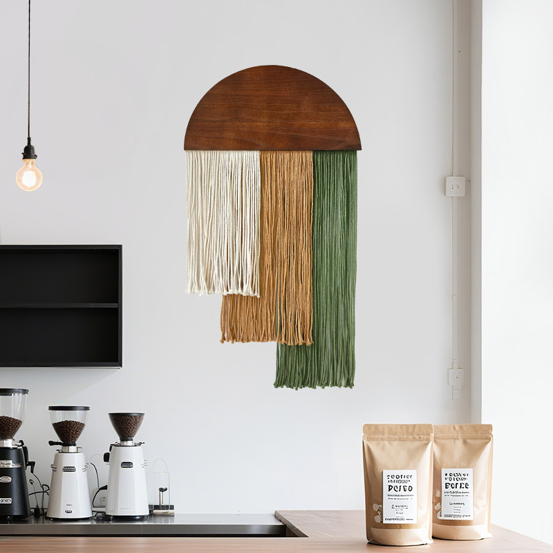 Semi-circular Wooden Tassel Ta - Wall Scroll Tapestry review and price