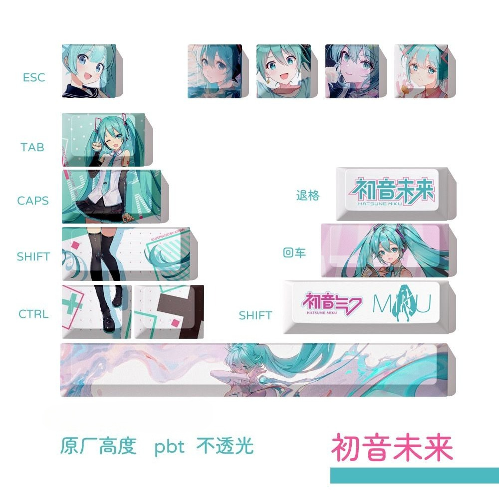 Hatsune Miku Keycaps, OEM Heig - Keycap Artisan Anime review and price