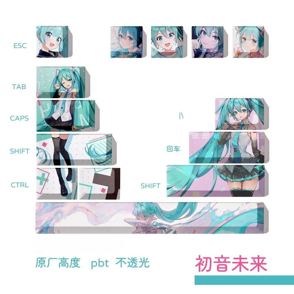 Hatsune Miku Keycaps, OEM Heig - Keycap Artisan Anime review and price