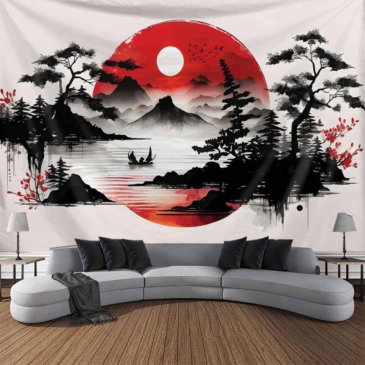 Japanese Mountain Landscape Ta - Wall Scroll Tapestry review and price