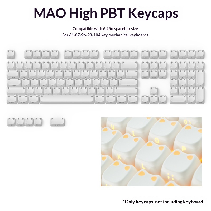 113 Key MAO Cute Cat Ear Trans - Keycap Artisan Anime review and price