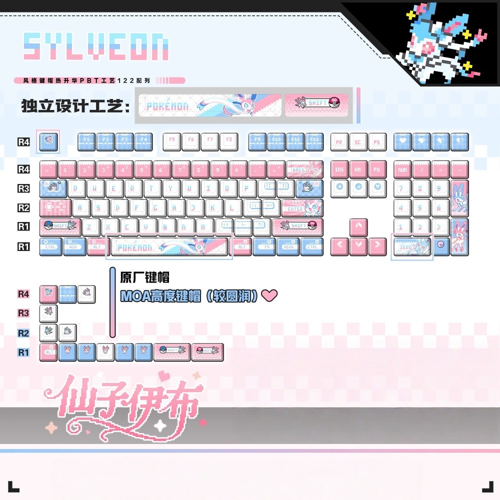 Pokémon Sylveon‌ Keycaps Custo - Keycap Artisan Anime review and price